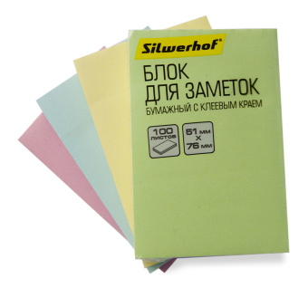 Блок самоклеящийся бумажный Silwerhof 682155-06 51x76мм 100лист. 75г/м2 пастель зеленый - купить недорого с доставкой в интернет-магазине