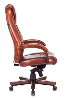 Кресло руководителя Бюрократ T-9923WALNUT светло-коричневый Leather Eichel кожа крестов. металл/дерево - купить недорого с доставкой в интернет-магазине