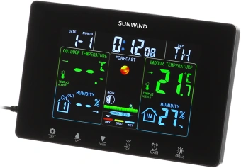 Погодная станция SunWind SW-WSH160-COLOR черный - купить недорого с доставкой в интернет-магазине