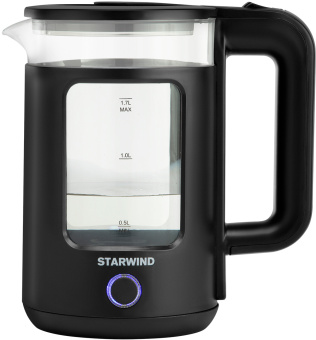 Чайник электрический Starwind SKG1053 1.7л. 1800Вт черный корпус: стекло - купить недорого с доставкой в интернет-магазине
