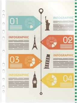 Папка-вкладыш Silwerhof Daily SD-EDGE/GRN глянцевые A4+ полипропилен 30мкм зеленый край (упак.:50шт) - купить недорого с доставкой в интернет-магазине