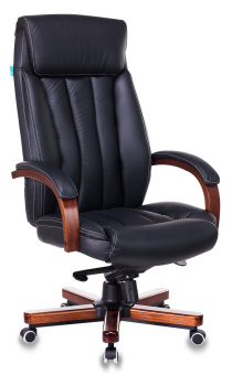 Кресло руководителя Бюрократ T-9922WALNUT черный кожа крестов. металл/дерево - купить недорого с доставкой в интернет-магазине