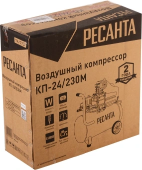 Компрессор поршневой Ресанта КП-24/230М масляный 230л/мин 24л 1600Вт красный/черный - купить недорого с доставкой в интернет-магазине