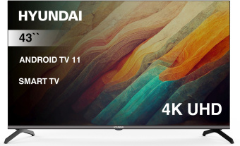 Телевизор LED Hyundai 43" H-LED43BU7006 Android TV Frameless Metal черный 4K Ultra HD 60Hz DVB-T DVB-T2 DVB-C DVB-S DVB-S2 USB WiFi Smart TV - купить недорого с доставкой в интернет-магазине