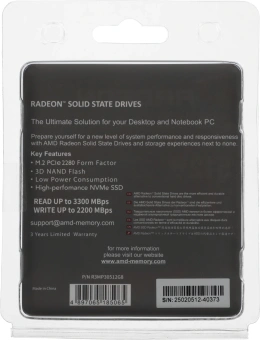 Накопитель SSD AMD PCIe 3.0 x4 512GB R3MP30512G8 Radeon M.2 2280 - купить недорого с доставкой в интернет-магазине
