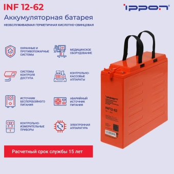 Батарея для ИБП Ippon INF12-062 12В 62Ач - купить недорого с доставкой в интернет-магазине