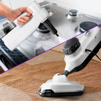 Швабра паровая Kitfort КТ-1072 1300Вт белый/черный - купить недорого с доставкой в интернет-магазине