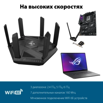 Роутер беспроводной Asus RT-AXE7800 AXE7800 100/1000/2500BASE-T черный - купить недорого с доставкой в интернет-магазине