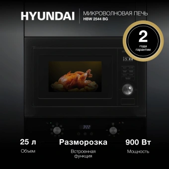 Микроволновая печь Hyundai HBW 2544 BG 25л. 900Вт черный (встраиваемая) - купить недорого с доставкой в интернет-магазине