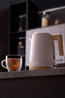 Чайник электрический Vitek VT-1154 1.7л. 2200Вт белый/дерево корпус: металл/пластик - купить недорого с доставкой в интернет-магазине