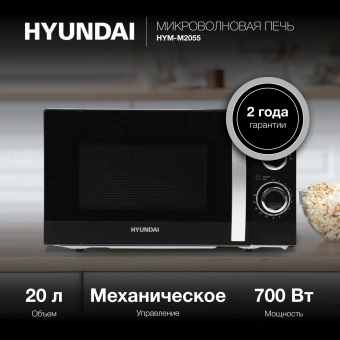 Микроволновая Печь Hyundai HYM-M2055 20л. 700Вт черный/серебристый - купить недорого с доставкой в интернет-магазине