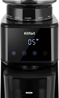 Кофемолка Kitfort КТ-7517 165Вт сист.помол.:жернова вместим.:275гр черный/серебристый - купить недорого с доставкой в интернет-магазине