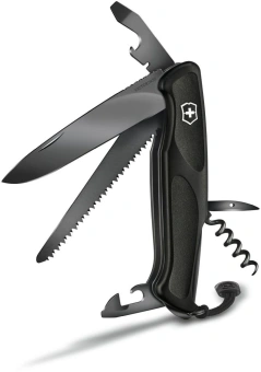 Нож перочинный Victorinox RangerGrip Onyx (0.9563.C31P) 130мм 12функц. черный подар.коробка в комплекте: шнурок - купить недорого с доставкой в интернет-магазине