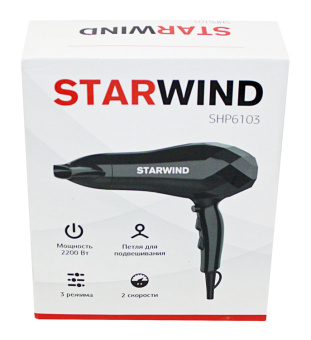 Фен Starwind SHP6103 2000Вт черный - купить недорого с доставкой в интернет-магазине