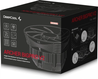 Устройство охлаждения(кулер) Deepcool Archer Bigpro V2 Soc-AM5/AM4/1200/1700/1851 черный/синий 4-pin 24.5-29.7dB Al+Cu 125W 380gr Ret (G-U-ARCHER-ARNNNN-G-3) - купить недорого с доставкой в интернет-магазине