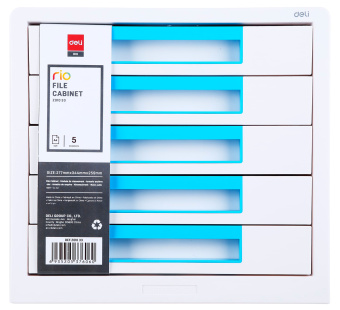 Бокс для документов Deli EZ01033 Rio 5 выдвижных ящиков 277х344х259мм белый/голубой пластик - купить недорого с доставкой в интернет-магазине