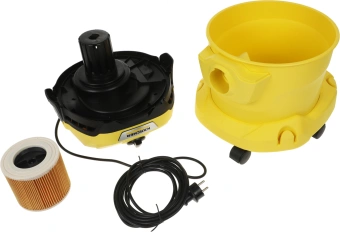 Строительный пылесос Karcher WD 2 Plus V-12/6/18/C 1000Вт (уборка: сухая/влажная) желтый - купить недорого с доставкой в интернет-магазине