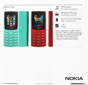 Мобильный телефон Nokia 106 (TA-1564) DS EAC 0.048 зеленый моноблок 3G 4G 1.8" 120x160 Series 30+ GSM900/1800 GSM1900 - купить недорого с доставкой в интернет-магазине