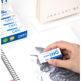 Ластик Deli EH03110 Offi 60x24x12мм ПВХ белый индивидуальная картонная упаковка - купить недорого с доставкой в интернет-магазине
