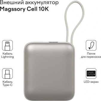 Мобильный аккумулятор Magssory PBN005 10000mAh 22.5W 3A USB-C титановый - купить недорого с доставкой в интернет-магазине