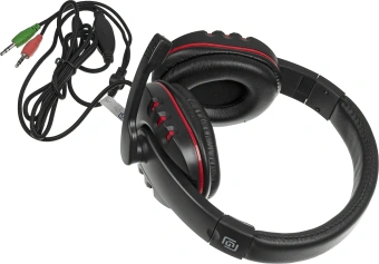 Наушники с микрофоном Оклик HS-L380G ABADDON черный/красный 1.8м мониторные оголовье (1100404) - купить недорого с доставкой в интернет-магазине