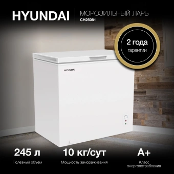 Морозильный ларь Hyundai CH25081 белый 130Вт - купить недорого с доставкой в интернет-магазине