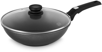 Сковорода ВОК (WOK) Rondell Escurion Grey RDA-1123 круглая 28см покрытие: TriTitan ручка несъемная (с крышкой) серый - купить недорого с доставкой в интернет-магазине