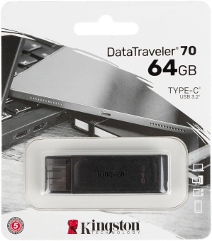 Флеш Диск Kingston 64GB DataTraveler 70 Type-C DT70/64GB USB3.2 черный - купить недорого с доставкой в интернет-магазине
