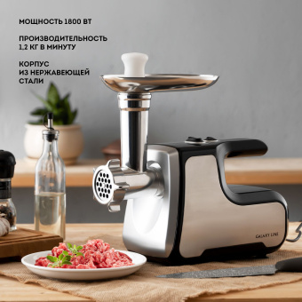 Мясорубка Galaxy Line GL 2417 1800Вт черный/серебристый - купить недорого с доставкой в интернет-магазине