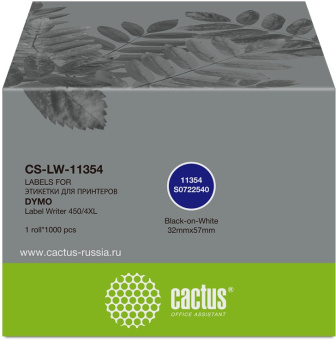 Этикетки Cactus CS-LW-11354 сег.:57x32мм черный белый 1000шт/рул Dymo Label Writer 450/4XL - купить недорого с доставкой в интернет-магазине