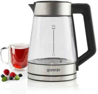 Чайник электрический Gorenje K17TRG 1.7л. 2200Вт белый корпус: металл - купить недорого с доставкой в интернет-магазине