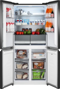 Холодильник Weissgauff WCD 450 Rock Glass NoFrost Inverter 3-хкамерн. графит темный инвертер - купить недорого с доставкой в интернет-магазине