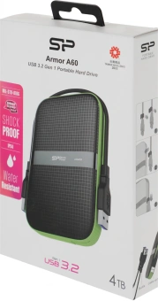 Жесткий диск Silicon Power USB3.0 4TB SP040TBPHDA60S3K A60 Armor 2.5" черный/зеленый - купить недорого с доставкой в интернет-магазине