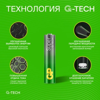 Батарея GP Super Alkaline G-Tech 24А AAA NiMH 1000mAh (8шт) - купить недорого с доставкой в интернет-магазине