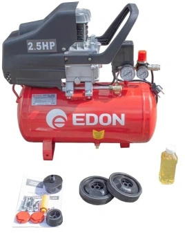 Компрессор поршневой Edon OAC-25/1600 масляный 198л/мин 25л 1600Вт красный - купить недорого с доставкой в интернет-магазине