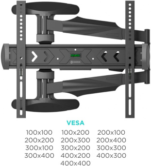 Кронштейн для телевизора Onkron NP47 черный 40"-75" макс.35кг настенный поворот и наклон - купить недорого с доставкой в интернет-магазине