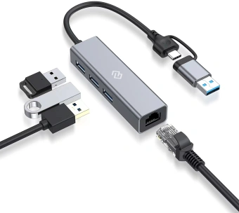 Разветвитель USB-C Digma DHUB-LAN-4port 4порт. черный - купить недорого с доставкой в интернет-магазине