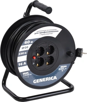 Удлинитель силовой IEK УК30 (WKP20-16-04-40-G) 2x1.5кв.мм 4розет. 40м ПВС 16A катушка черный - купить недорого с доставкой в интернет-магазине