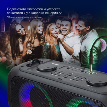 Колонка порт. Hyundai H-PS1030 черный/черный 40W 2.0 BT 10м 3600mAh - купить недорого с доставкой в интернет-магазине