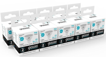 Лампа светодиодная Gauss Elementary MR16 9Вт цок.:GU5.3 спот 220B 4100K св.свеч.бел.нейт. MR16 (упак.:10шт) (13529) - купить недорого с доставкой в интернет-магазине