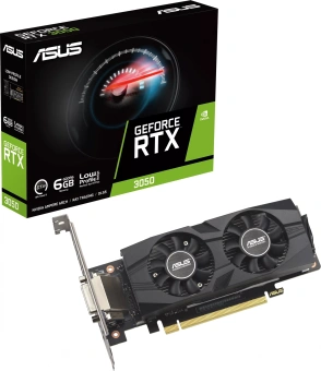 Видеокарта Asus PCI-E 4.0 RTX3050-O6G-LP-BRK NVIDIA GeForce RTX 3050 6Gb 96bit GDDR6 1507/14000 DVIx1 HDMIx1 DPx1 HDCP Ret low profile - купить недорого с доставкой в интернет-магазине