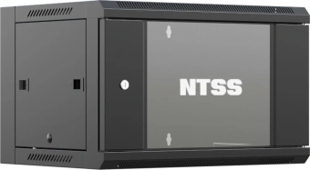 Шкаф коммутационный NTSS NTSS-W6U6045GS-BL настенный 6U 570x450мм пер.дв.стекл 60кг черный 350мм 18кг 220град. 370мм IP20 сталь - купить недорого с доставкой в интернет-магазине