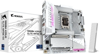 Материнская плата Gigabyte B860M AORUS ELITE WIFI6E ICE Soc-1851 Intel B860 4xDDR5 mATX AC`97 8ch(7.1) 2.5Gg RAID+HDMI+DP - купить недорого с доставкой в интернет-магазине