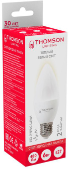 Лампа светодиодная Thomson TH-B2357 6Вт цок.:E27 свеча 220B св.свеч.бел.теп. Candle (упак.:1шт) - купить недорого с доставкой в интернет-магазине
