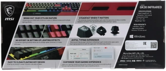 Клавиатура MSI GK30 Infrared черный/красный USB Multimedia for gamer LED (подставка для запястий) (S11-04RUF01-CLA) кабель 1.8м - купить недорого с доставкой в интернет-магазине