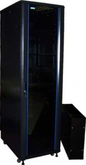 Шкаф коммутационный Lanmaster (TWT-CBB-27U-6X10-G1) напольный 42U 600x1000мм пер.дв.стекл задн.дв.перфор.2-хст. 2 бок.пан. 800кг черный IP20 - купить недорого с доставкой в интернет-магазине