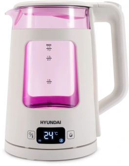 Чайник электрический Hyundai HYK-G9407 1.7л. 2200Вт белый корпус: стекло - купить недорого с доставкой в интернет-магазине