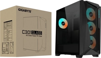 Корпус Gigabyte C301G черный без БП ATX 3x120mm 5x140mm 2xUSB3.0 audio bott PSU - купить недорого с доставкой в интернет-магазине