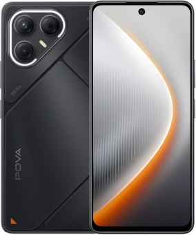 Смартфон Tecno Pova 7 5G 128Gb 8Gb черный моноблок 3G 4G 2Sim 6.78" 1080x2460 Android 15 50Mpix 802.11 a/b/g/n/ac/ax NFC GPS GSM900/1800 Protect microSD max1024Gb - купить недорого с доставкой в интернет-магазине