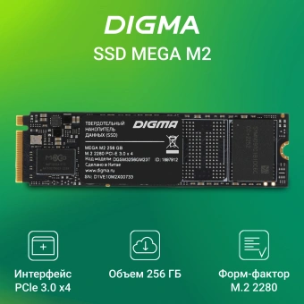 Накопитель SSD Digma PCIe 3.0 x4 256GB DGSM3256GM23T Mega M2 M.2 2280 - купить недорого с доставкой в интернет-магазине